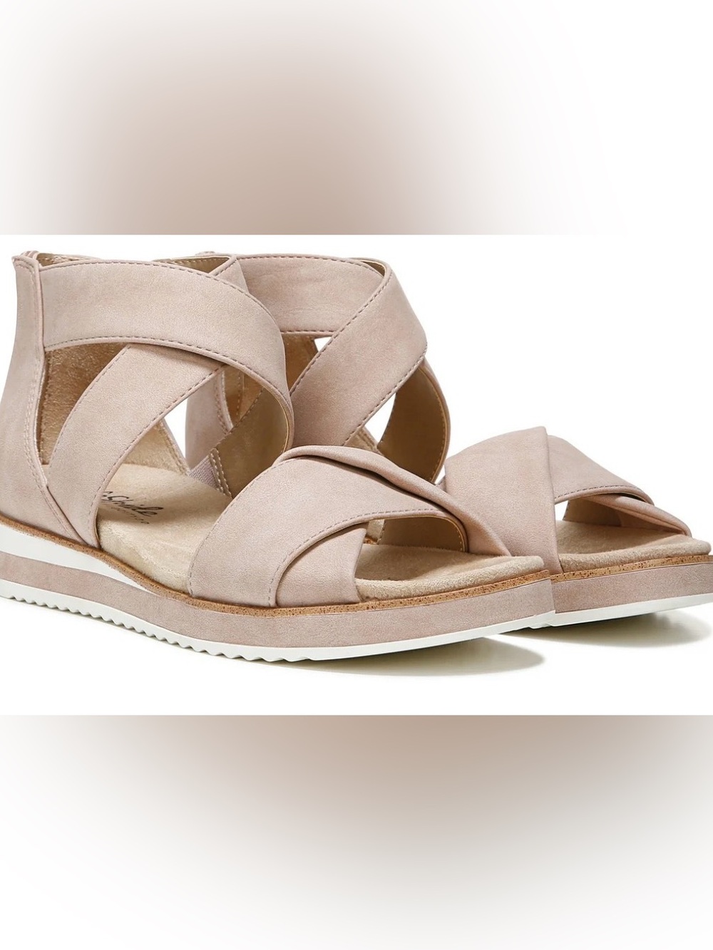 LifeStride Womens Zoom Cushioned Footbed Suede Flatform Sandals 5M brand new